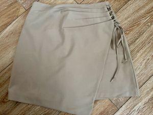 Stylish Taupe Wrap Mini Skirt
