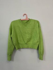 Cropped Crew Neck Sweater