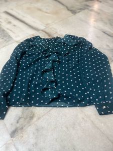Polka Dot Ruffle Top