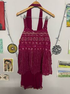 Magenta Embellished Kurta Set
