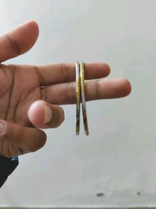 Gold And Silver Textured Adjustable Bangles