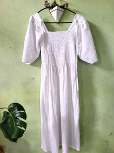 White Cotton Casual Dress