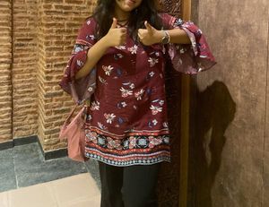 Floral Print Bell Sleeve Top