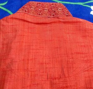 Manyavar Red Ethnic Kurta Set