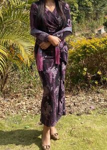 Elegant Floral Wrap Dress(M-L)