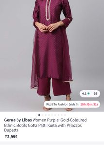 Partywear 3 Piece Kurti Palazzo Dupatta Set