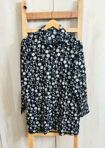 Black Floral Button-Down Shirt Size-36-M