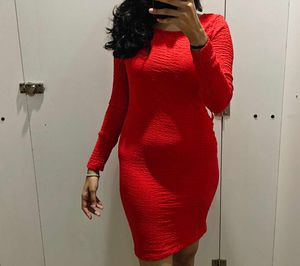 Ginger Red Bodycon Long Sleeve Dress