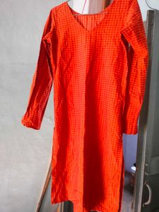 Red Checked Kurta
