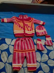 New Born Baby Wool Dresses With Cap And Socks