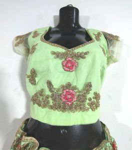 Fluorescent Green And Pink Lehenga Choli (Women's)