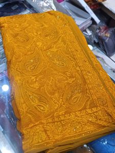 Mustard Paisley Saree (Issue)
