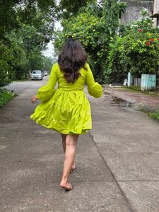 Lime Green Fit &amp; Flare Dress