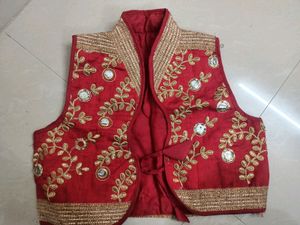 Red Worked Ethnic Overc Coat
