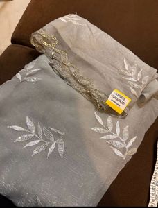 Grey  Shimmery saree with blouse