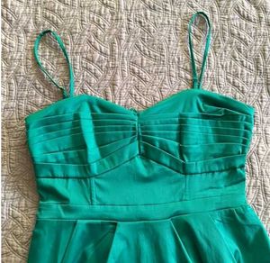 H&amp;M Satin Kelly Green Mini Cocktail Dress with rem