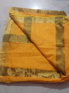 Yellow Cotton Silk Saree