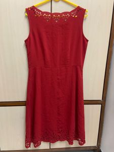 RARE Women Red Solid A-line Dress