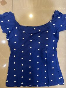 Blue Polka Dot Top