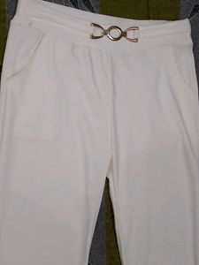 White Trousers with Gold Detail