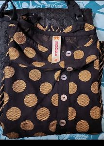 Anouk black and gold toned a-line kurta size M - 3