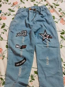 Blue Distressed Funky Jeans