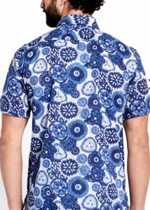 Fabindia Blue Cotton Hand Block Printed Shirt