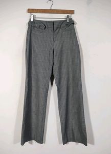Grey High Waist Stright Cut Trousers (Women's)