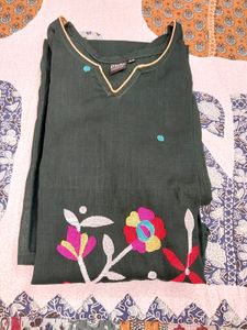 New Unused Jamdani Bottle Green 2 Piece Set