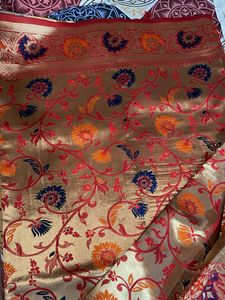 heavy tread work print saree With Unstitched Blous