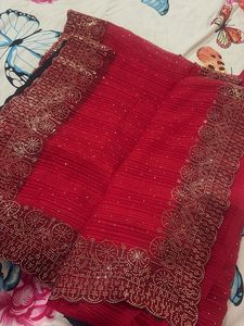 red saree look like good for out
