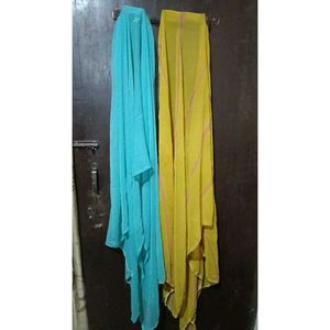 2 Dupattas: Teal &amp; Yellow Bandhani