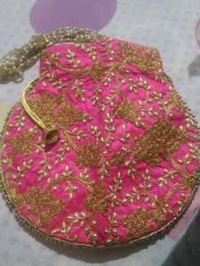 Rose Pink Embellished Potli For Wedding