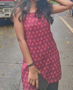 Maroon Floral Printed Short Kurti