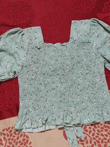 Floral Smocked Top with Bow