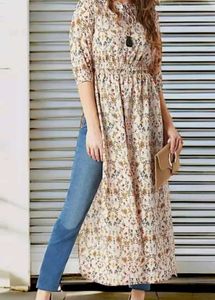 Beige Cotton Kurti!! (With Dori)