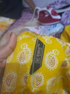 Yellow Printed Kurta Set
