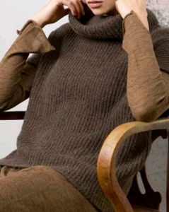 Brown Knit cowl neck top