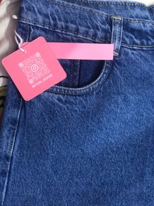 High Waist Stone Blue Straight Fit Denim