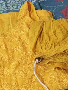 Yellow Chicken Embroidered Kurta Set