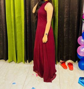 Maroon Party Wear Maxi Dress