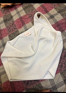 White One Shoulder Tank Top
