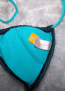 Blue And Black Bikini Top