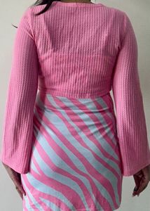 Pink Floral Dress With Shrug