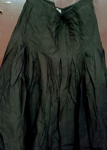 Black Cotton Long Skirt
