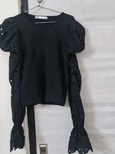 Zara Eyelet Sleeve Top