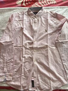 Men Ralph Lauren Baby Pink Plain Shirt