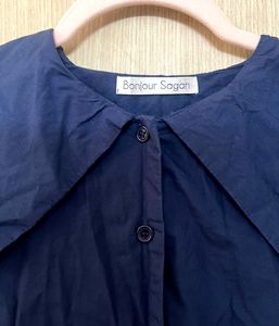 Cotton Shirt with Oversized Collar