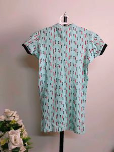 Patterned Short Sleeve Tunic Top