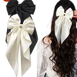 Black &amp; White Satin Bow Hair Clips